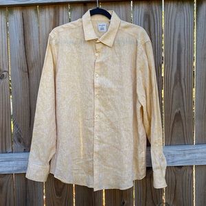 Murano Linen Button Down Preppy Long Sleeve Shirt Dress